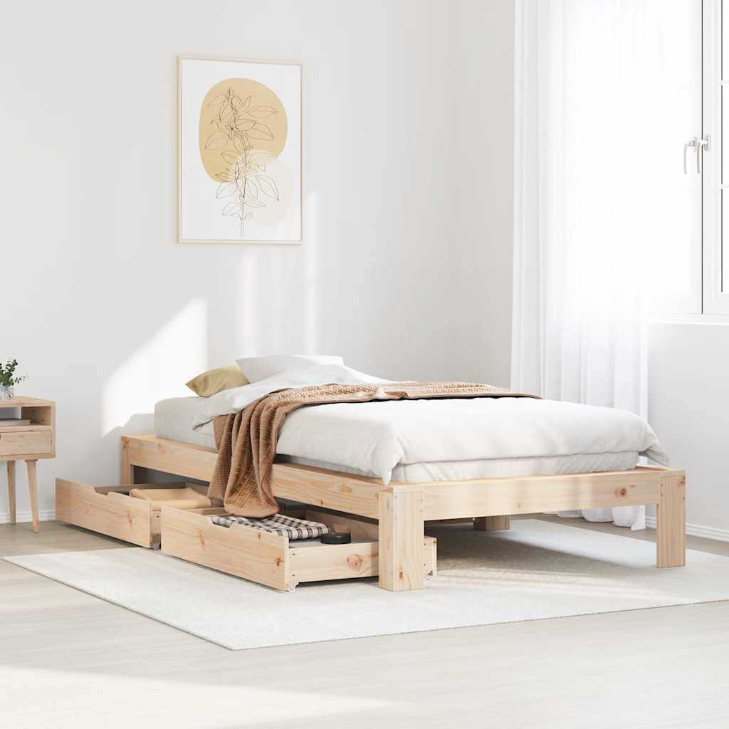 sengeramme uden madras 90x190 cm massivt fyrretræ