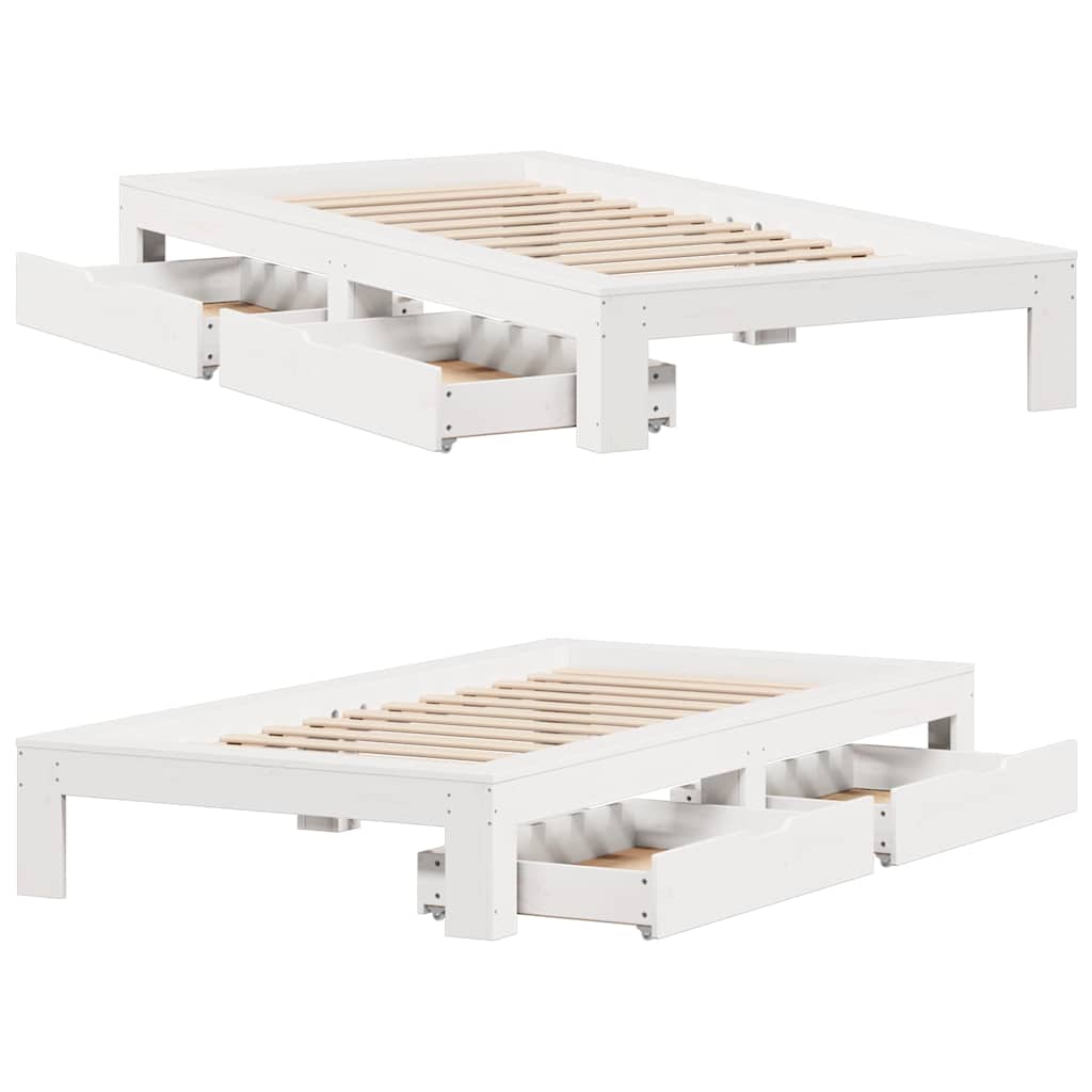 sengeramme uden madras 90x190 cm massivt fyrretræ hvid
