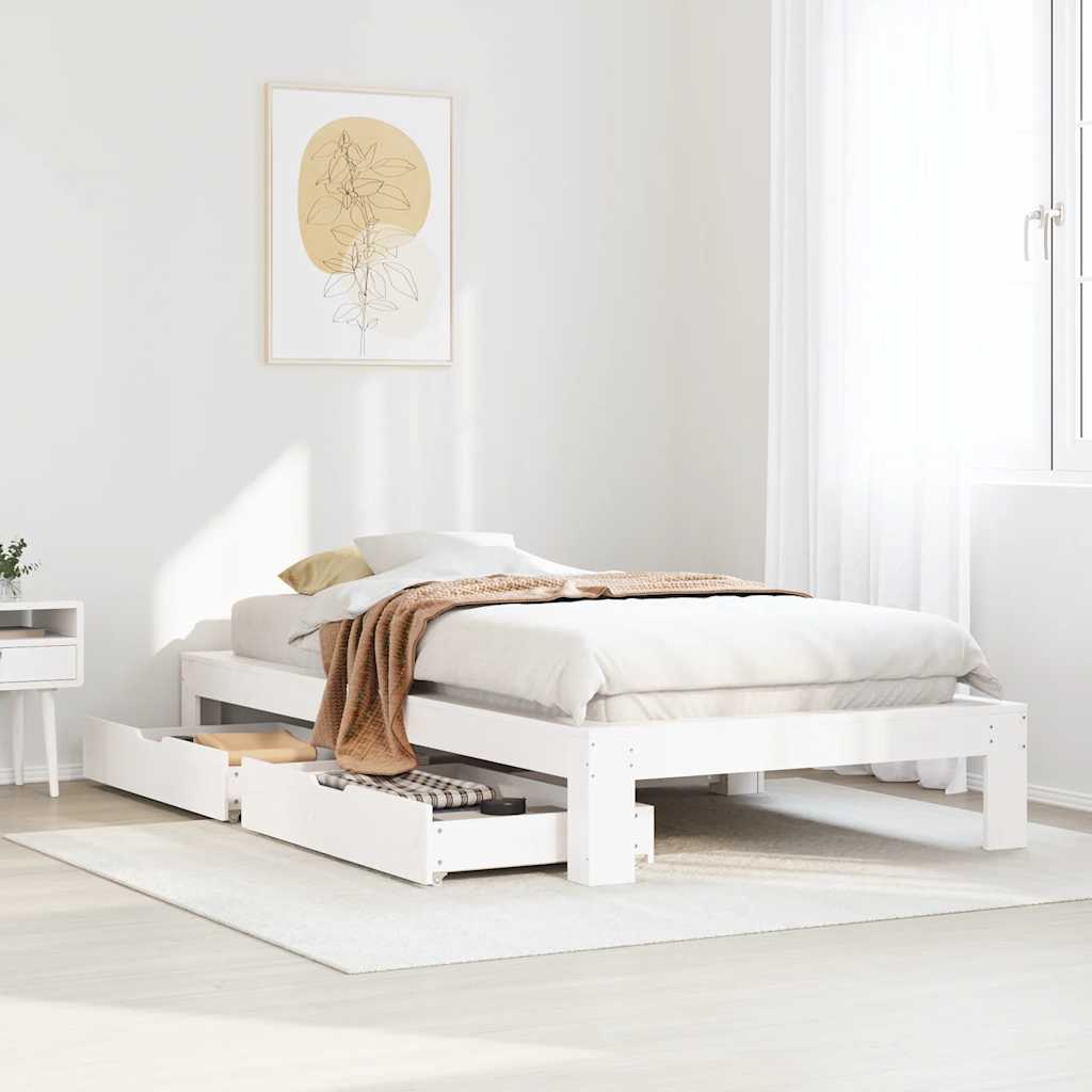 sengeramme uden madras 90x190 cm massivt fyrretræ hvid