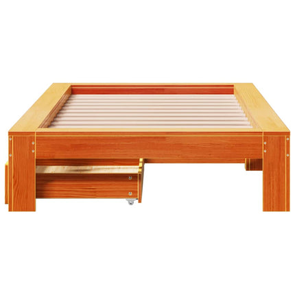 sengeramme uden madras 90x190 cm massivt fyrretræ gyldenbrun