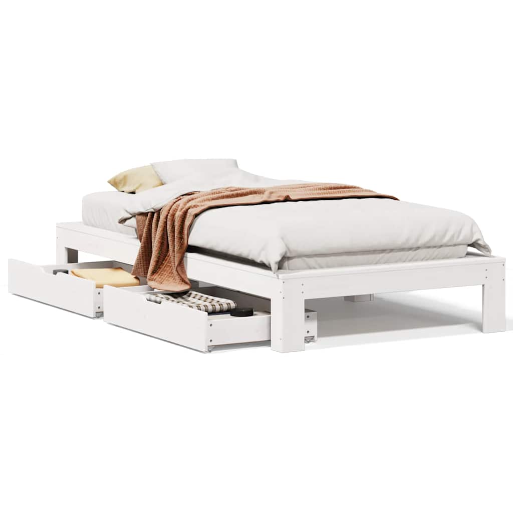 sengeramme uden madras 75x190 cm massivt fyrretræ hvid
