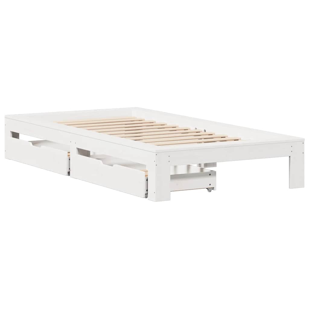 sengeramme uden madras 75x190 cm massivt fyrretræ hvid