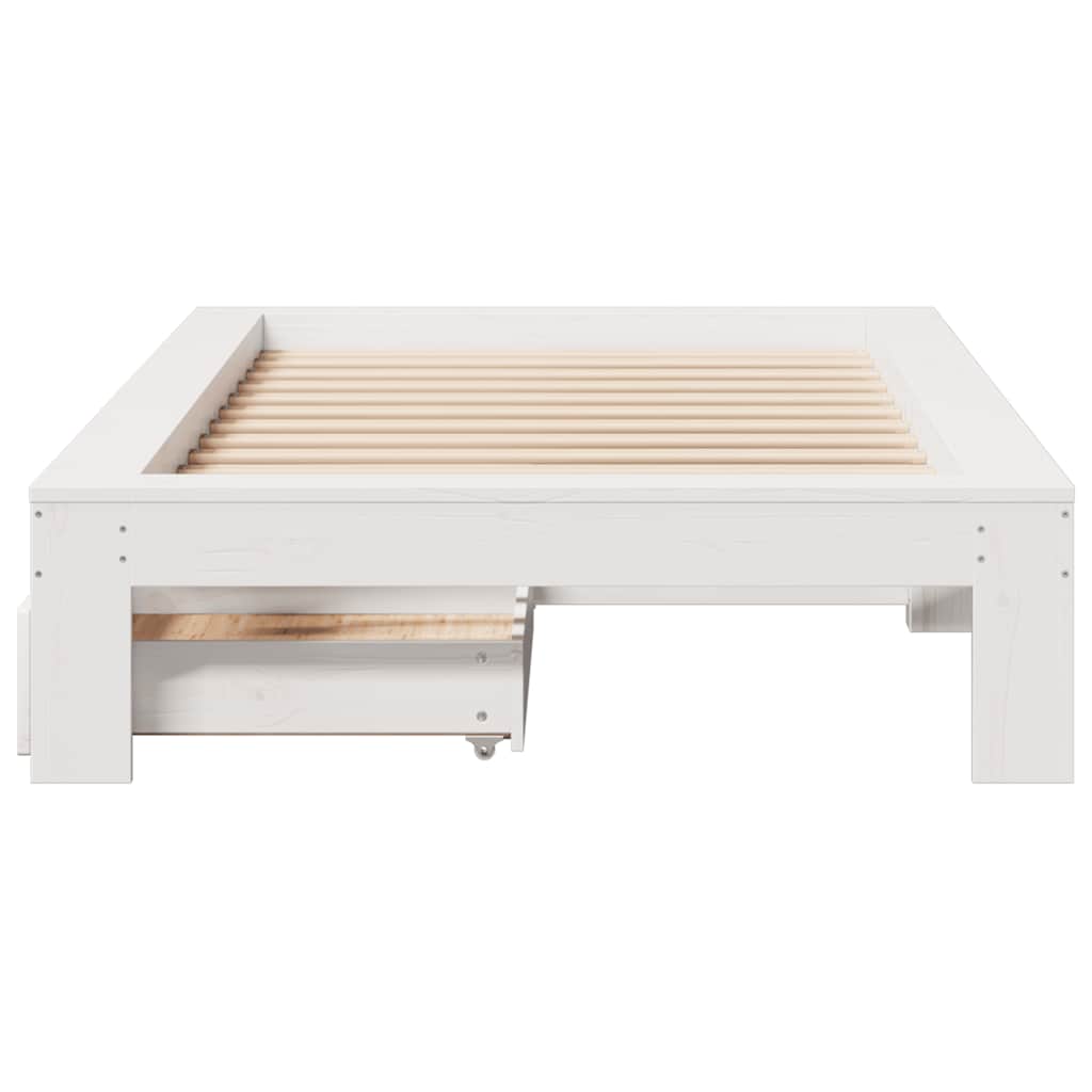 sengeramme uden madras 75x190 cm massivt fyrretræ hvid