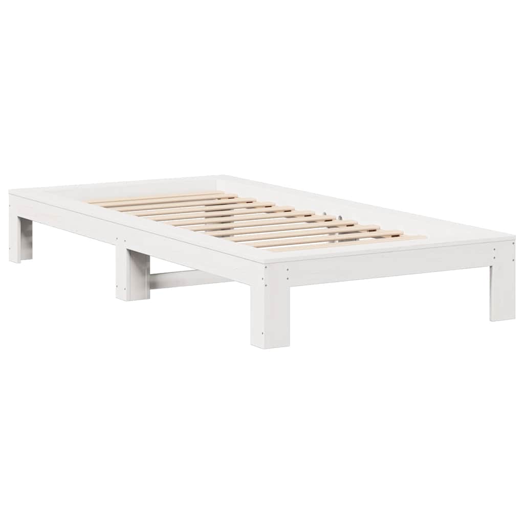 sengeramme uden madras 75x190 cm massivt fyrretræ hvid