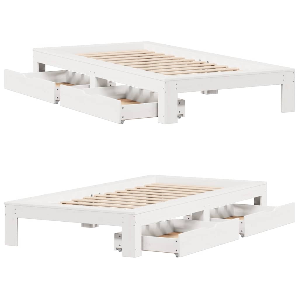 sengeramme uden madras 75x190 cm massivt fyrretræ hvid