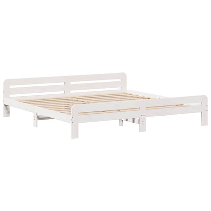 sengeramme uden madras 200x200 cm massivt fyrretræ hvid