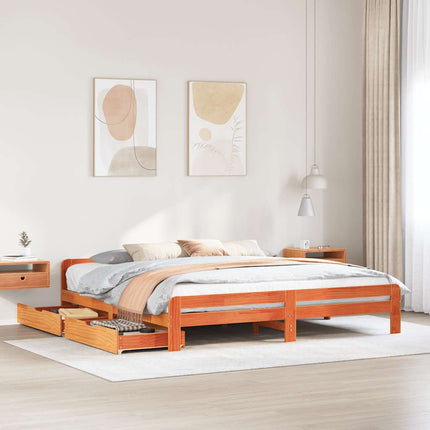 sengeramme uden madras 200x200 cm massivt fyrretræ gyldenbrun