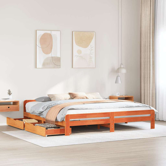 sengeramme uden madras 180x200 cm massivt fyrretræ gyldenbrun