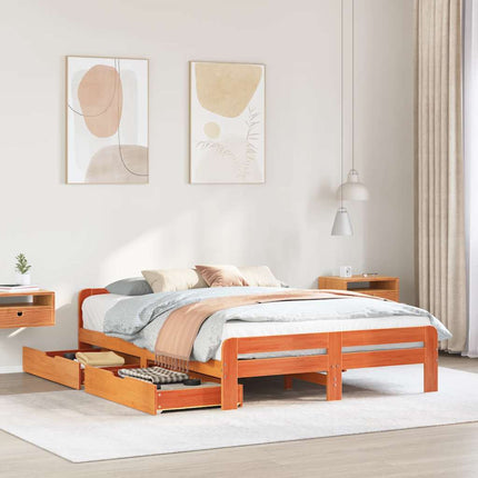 sengeramme uden madras 160x200 cm massivt fyrretræ gyldenbrun