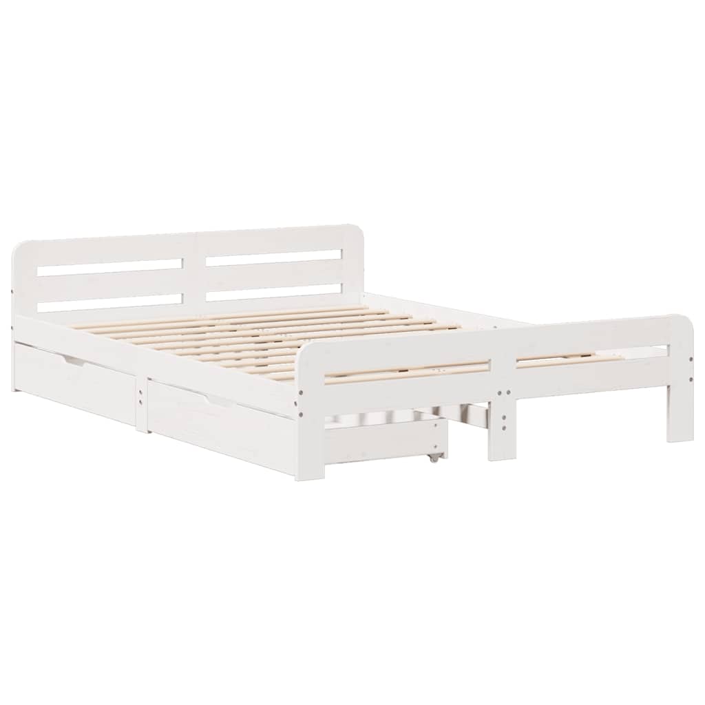 sengeramme uden madras 150x200 cm massivt fyrretræ hvid