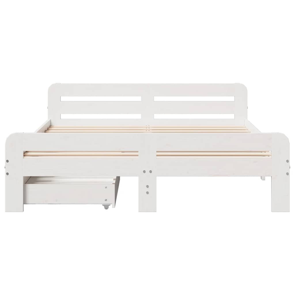 sengeramme uden madras 150x200 cm massivt fyrretræ hvid