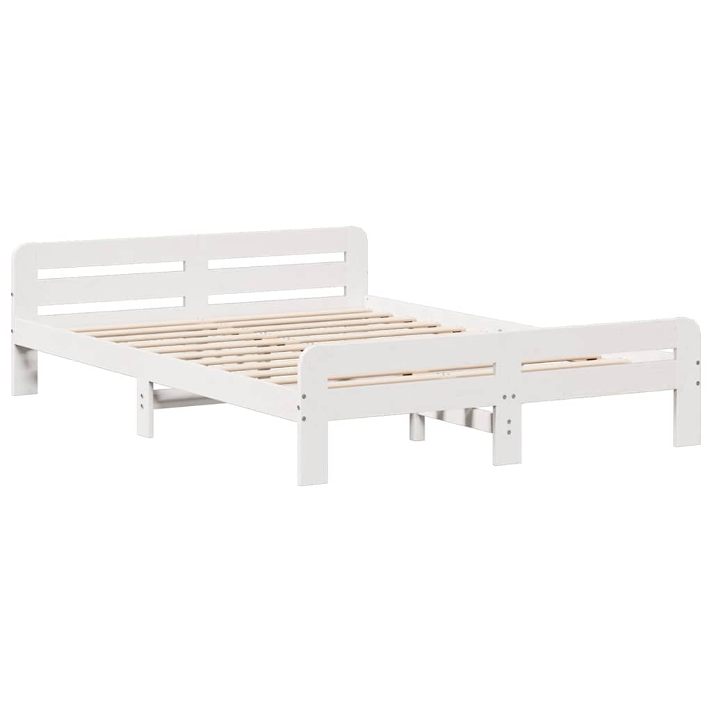 sengeramme uden madras 150x200 cm massivt fyrretræ hvid