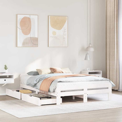 sengeramme uden madras 150x200 cm massivt fyrretræ hvid