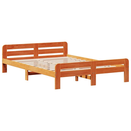 sengeramme uden madras 150x200 cm massivt fyrretræ gyldenbrun