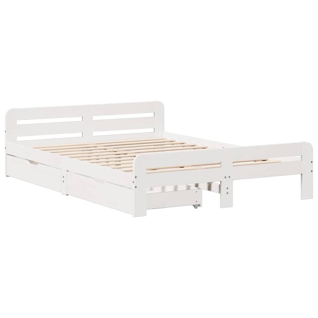 sengeramme uden madras 140x200 cm massivt fyrretræ hvid