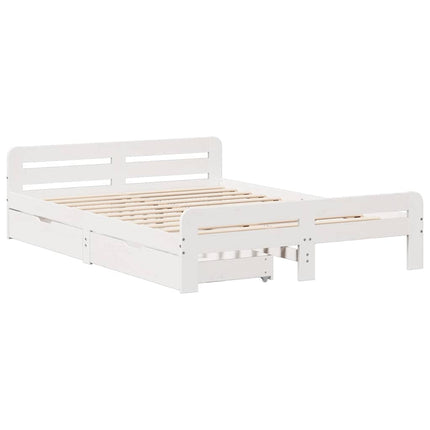 sengeramme uden madras 140x200 cm massivt fyrretræ hvid