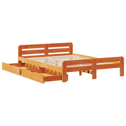 sengeramme uden madras 140x200 cm massivt fyr gyldenbrun