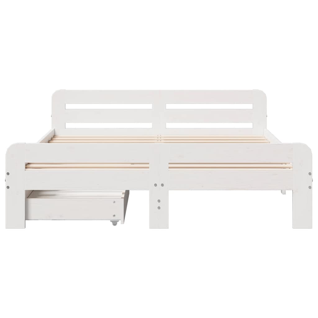 sengeramme uden madras 140x190 cm massivt fyrretræ hvid