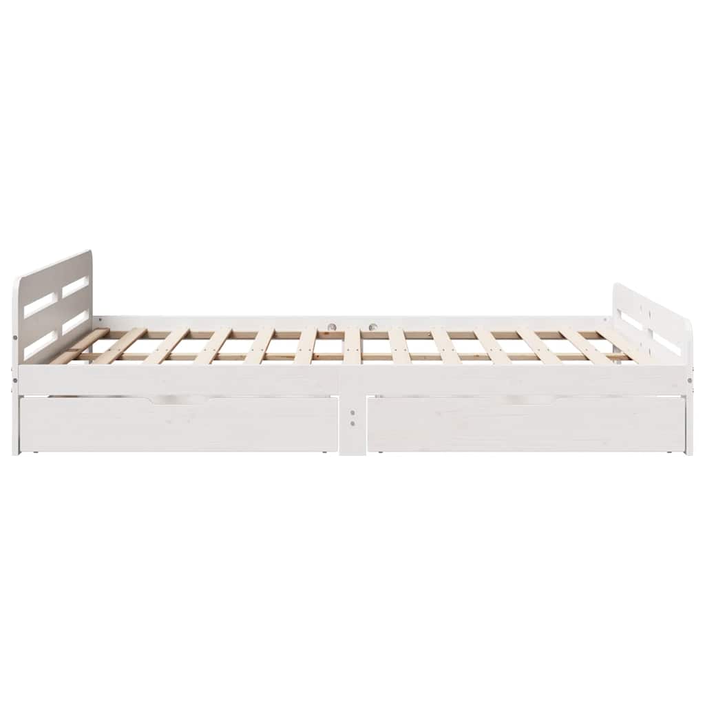 sengeramme uden madras 140x190 cm massivt fyrretræ hvid