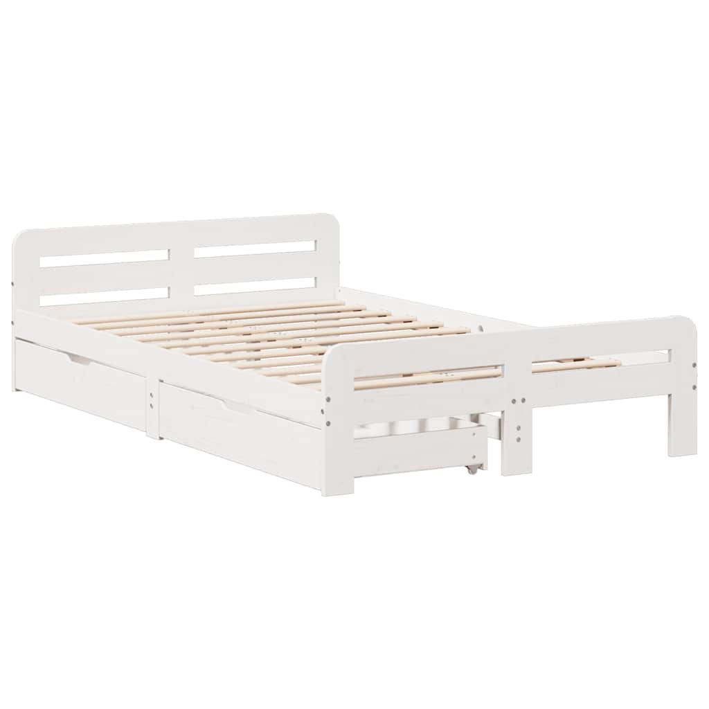sengeramme uden madras 135x190 cm massivt fyrretræ hvid