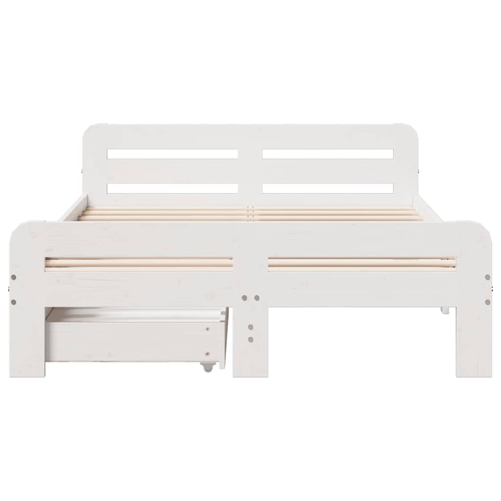 sengeramme uden madras 135x190 cm massivt fyrretræ hvid