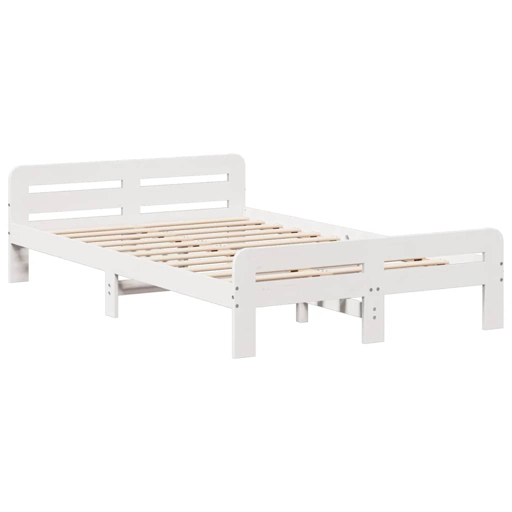 sengeramme uden madras 135x190 cm massivt fyrretræ hvid