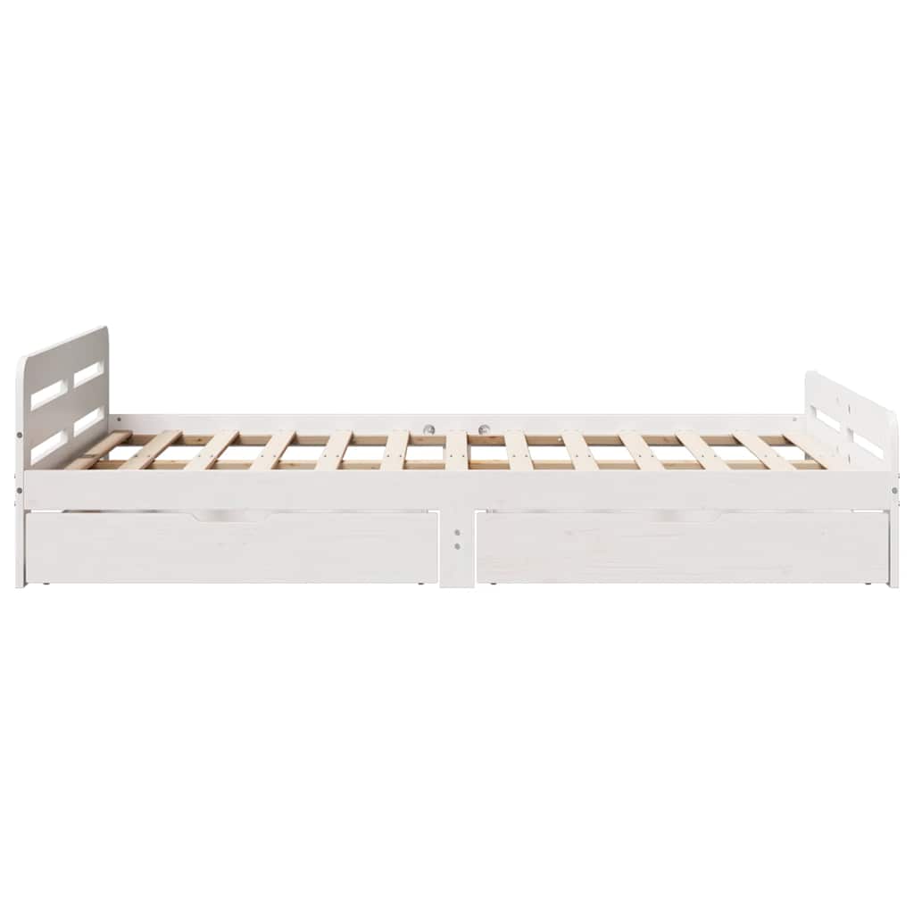 sengeramme uden madras 135x190 cm massivt fyrretræ hvid