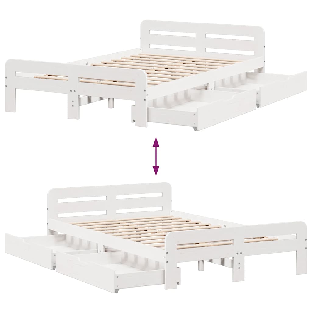 sengeramme uden madras 135x190 cm massivt fyrretræ hvid