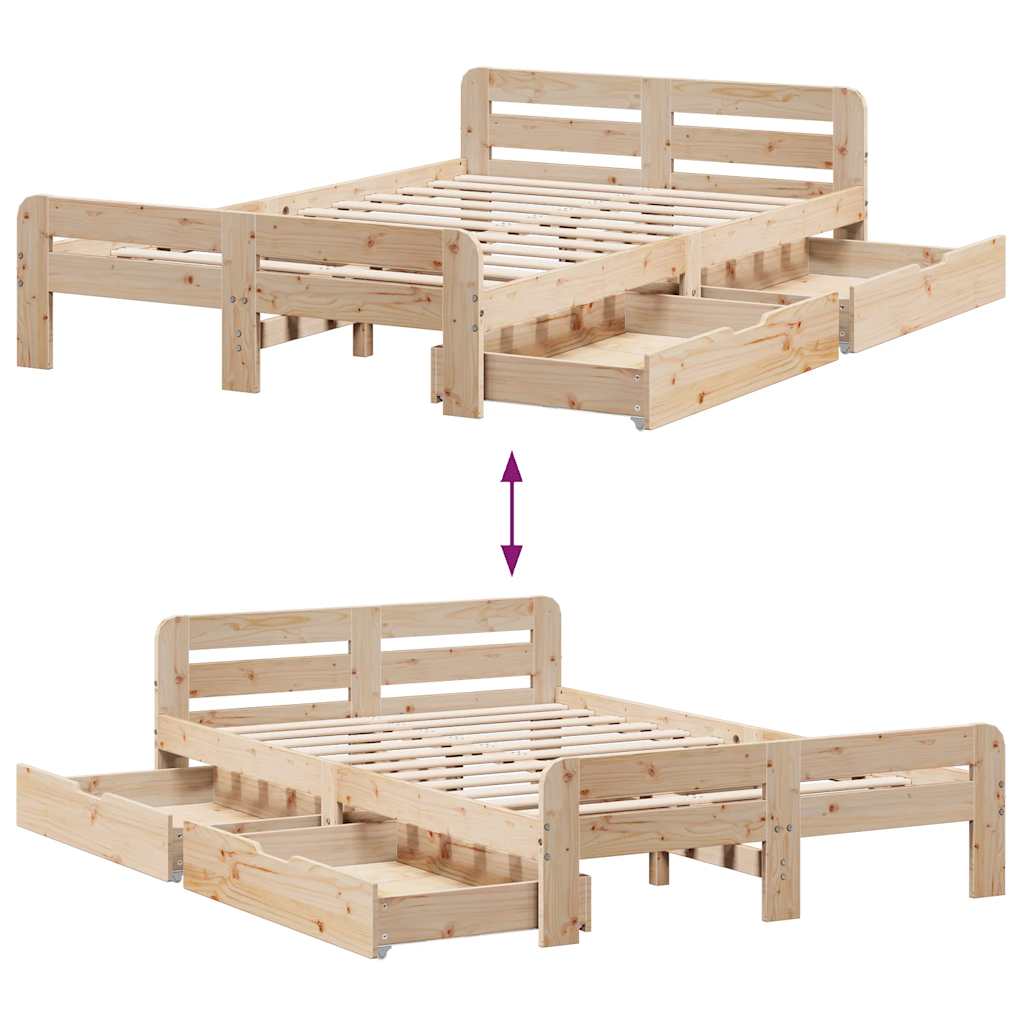 sengeramme uden madras 120x190 cm massivt fyrretræ