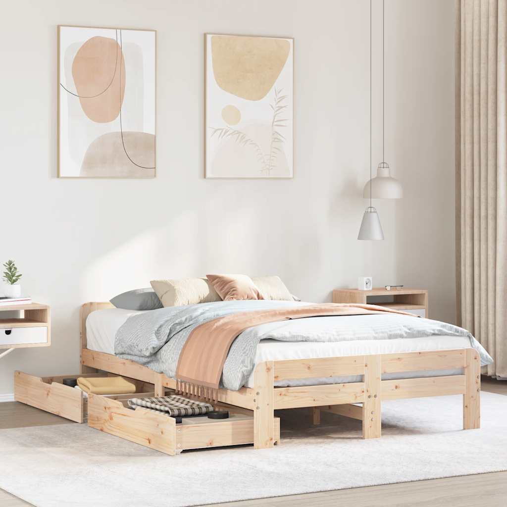 sengeramme uden madras 120x190 cm massivt fyrretræ