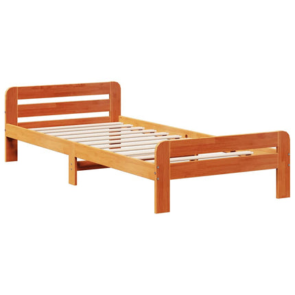 sengeramme uden madras 75x190 cm massivt fyrretræ gyldenbrun