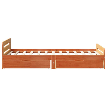 sengeramme uden madras 75x190 cm massivt fyrretræ gyldenbrun