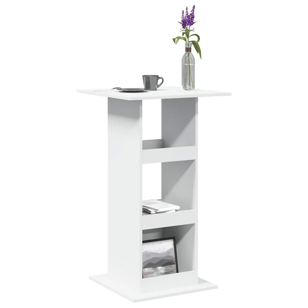 barbord med opbevaring 60x60x102 cm konstrueret træ hvid billede