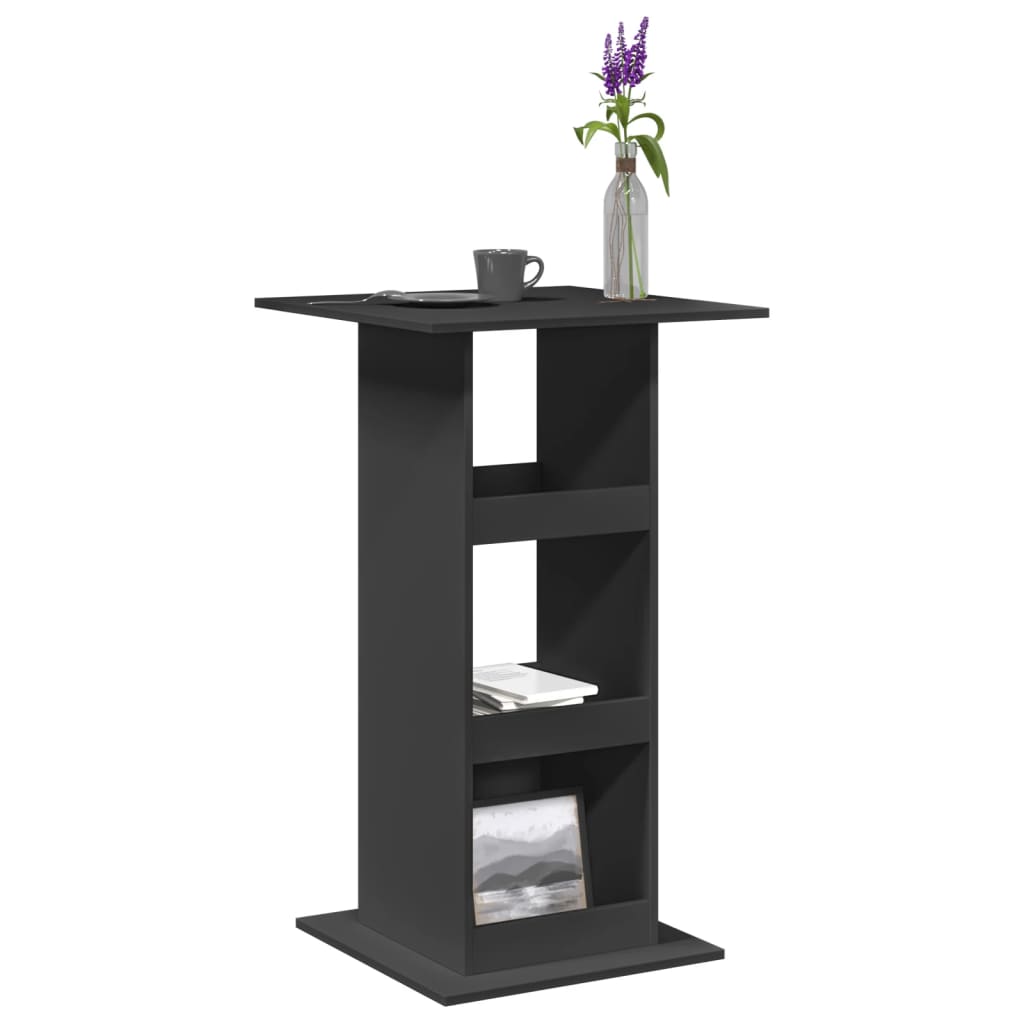barbord med opbevaring 60x60x102 cm konstrueret træ sort