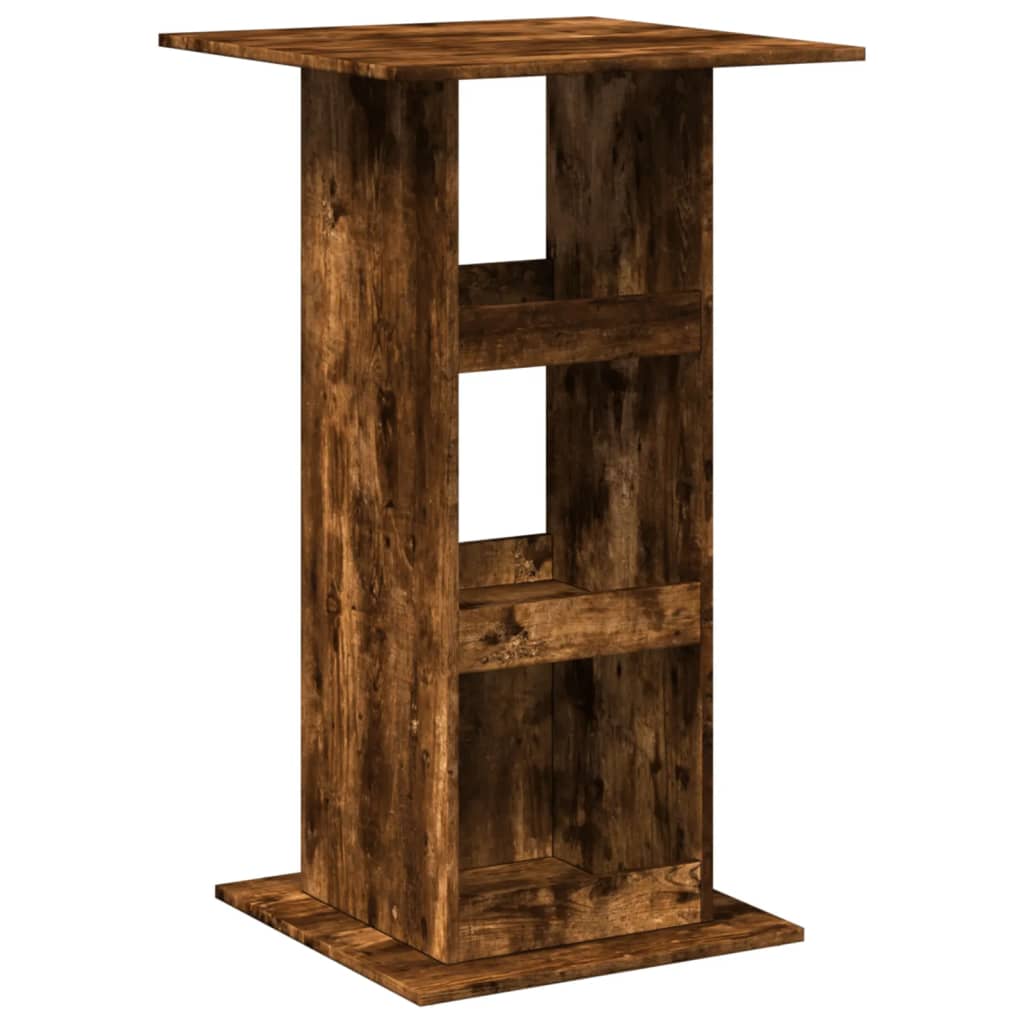 barbord med opbevaring 60x60x102 cm konstrueret træ røget eg