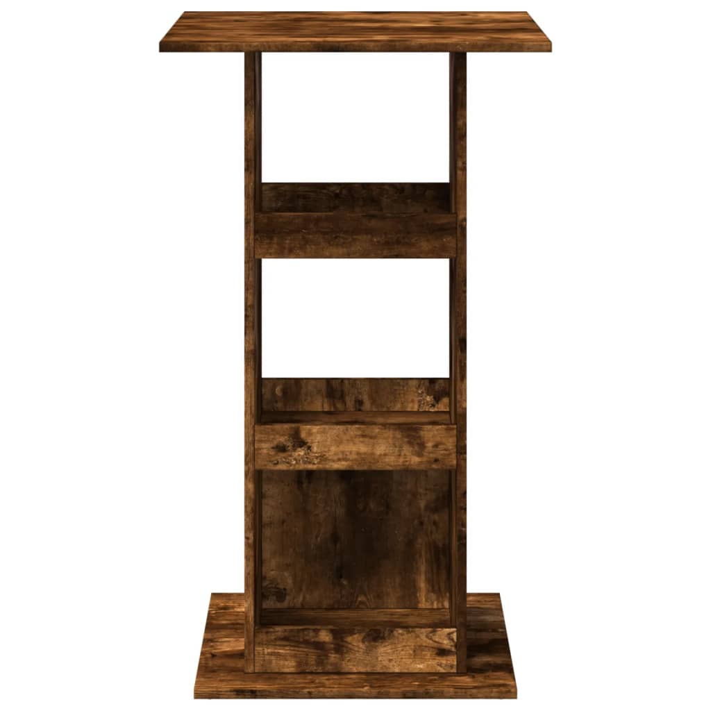 barbord med opbevaring 60x60x102 cm konstrueret træ røget eg