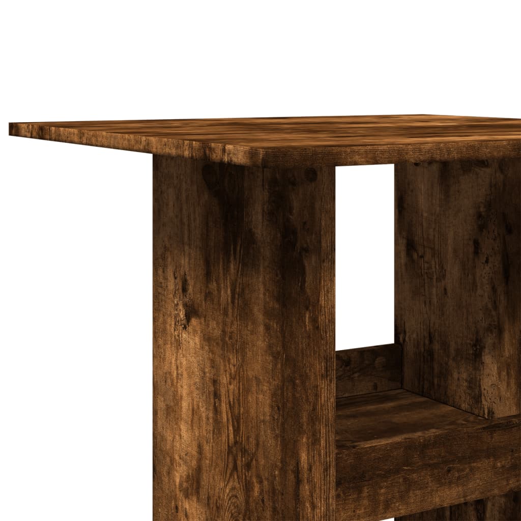 barbord med opbevaring 60x60x102 cm konstrueret træ røget eg