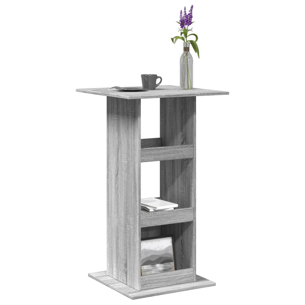 barbord med opbevaring 60x60x102 cm konstrueret træ grå