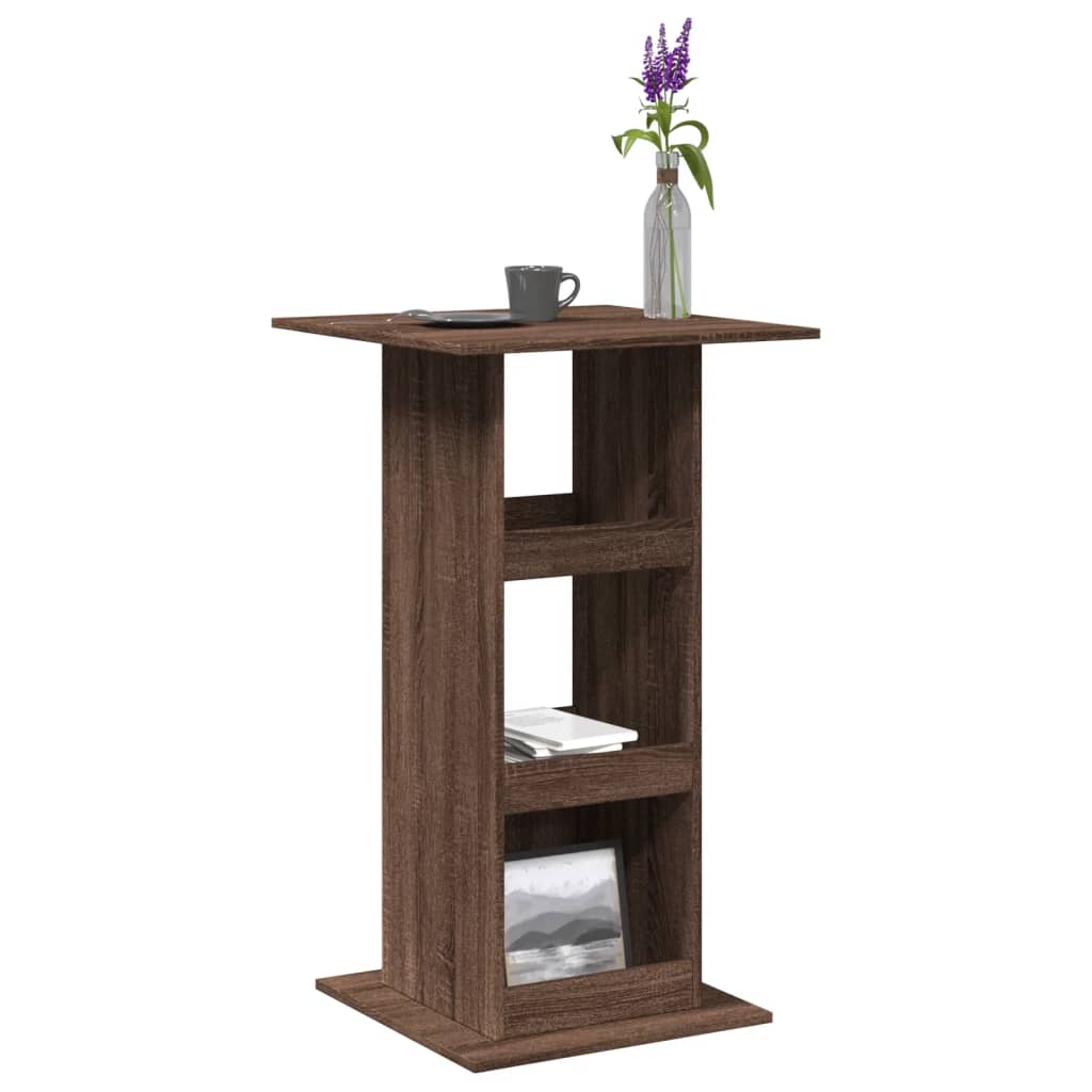 barbord med opbevaring 60x60x102 cm konstrueret træ brunt eg