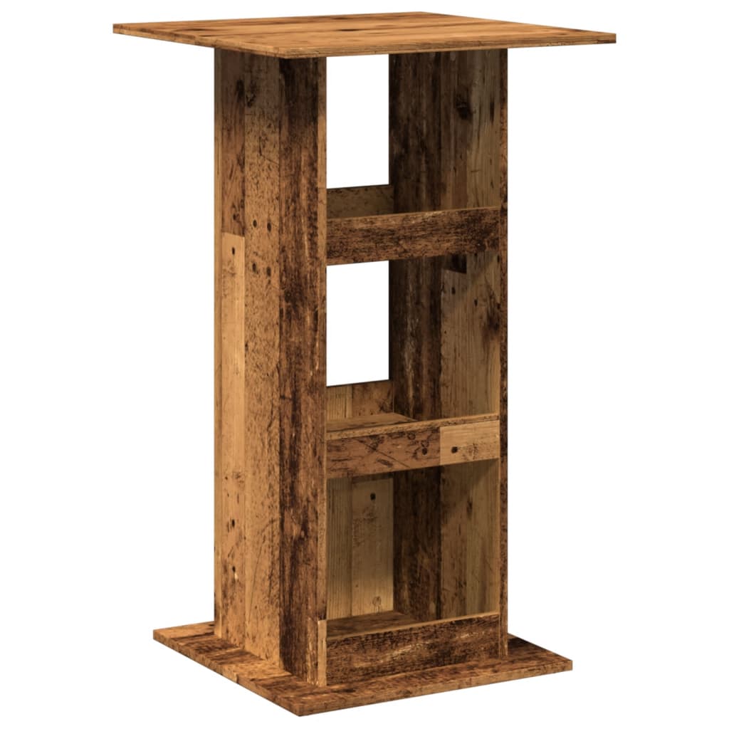 barbord med opbevaring 60x60x102 cm konstrueret træ gammelt træ