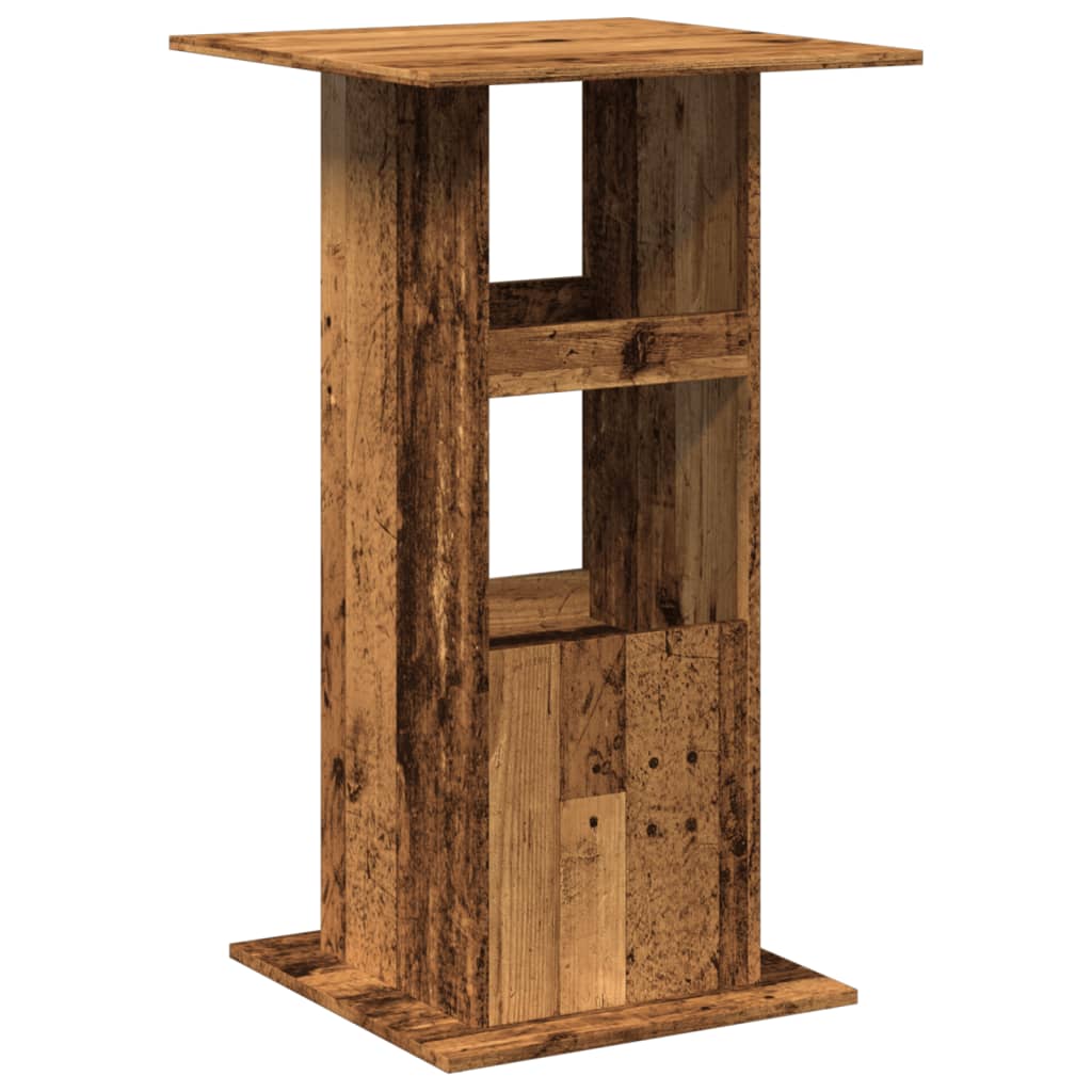barbord med opbevaring 60x60x102 cm konstrueret træ gammelt træ