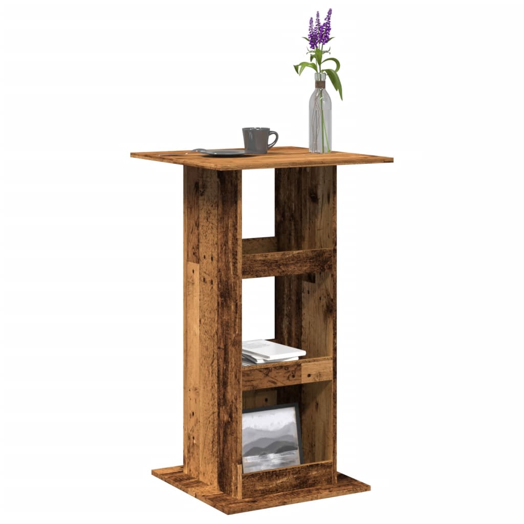 Barbord med opbevaring 60×60×102 cm - konstrueret træ, antikt look