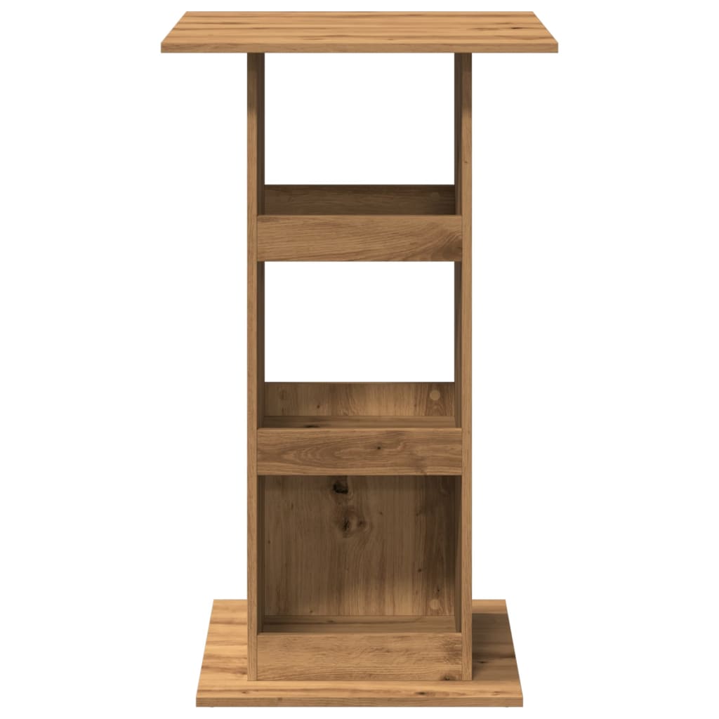 barbord med opbevaring 60x60x102 cm konstrueret træ egetræslook