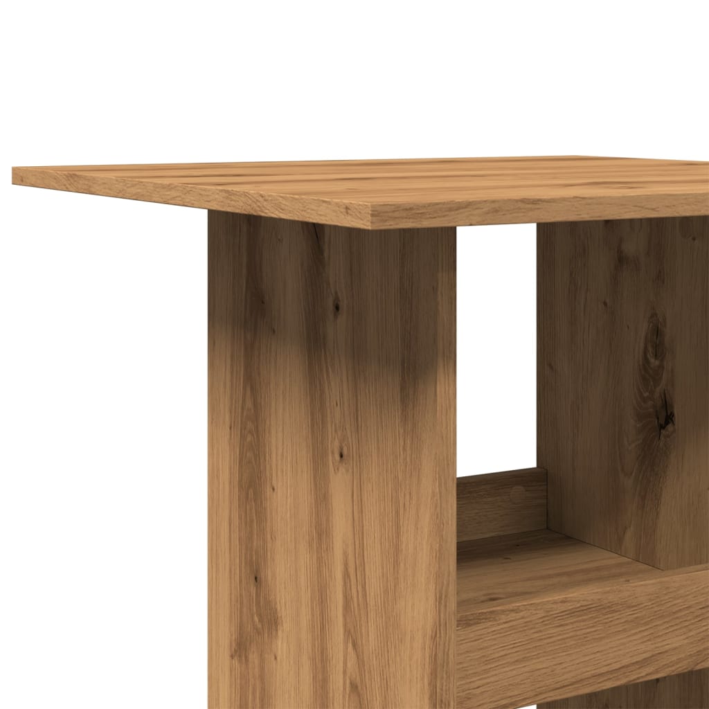barbord med opbevaring 60x60x102 cm konstrueret træ egetræslook