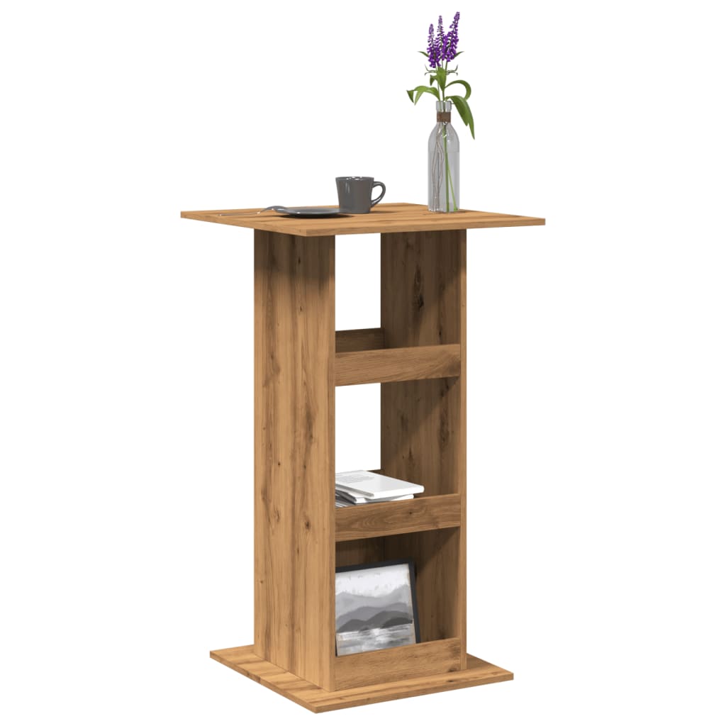 barbord med opbevaring 60x60x102 cm konstrueret træ egetræslook
