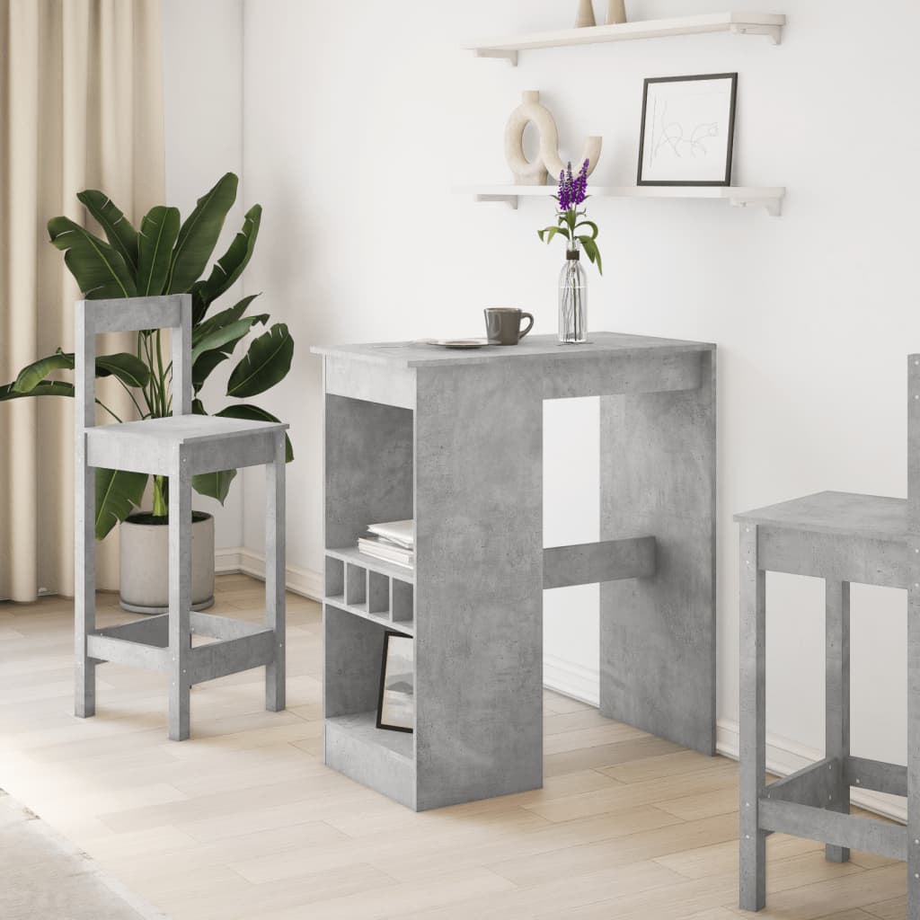 barbord med stativer 90x47,5x103,5 cm konstrueret træ betongrå