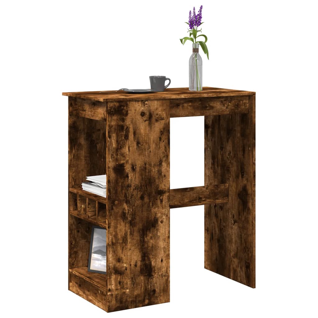 Barbord med vinholdere 90×47,5×103,5 cm - røget eg, konstrueret træ