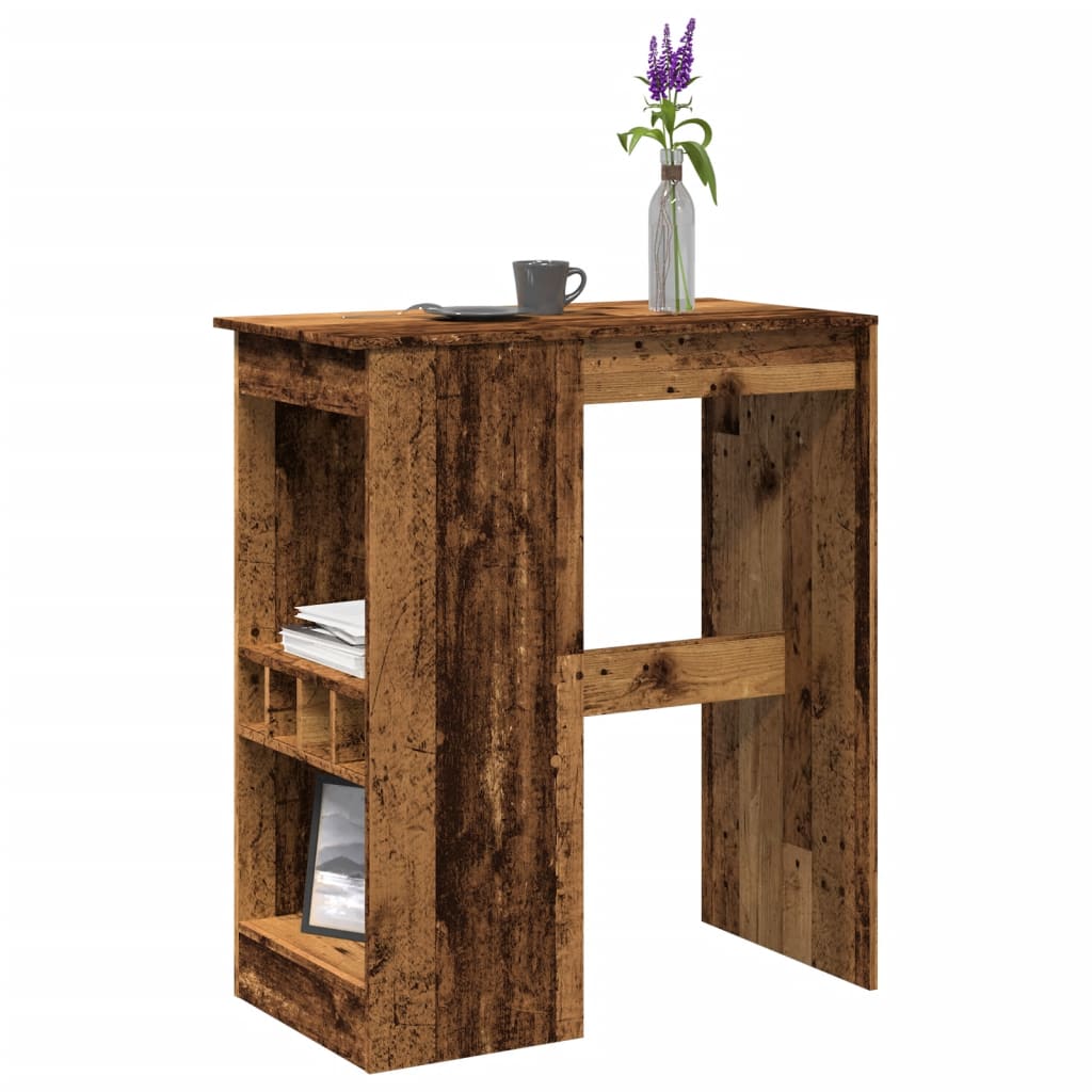 Barbord med vinholdere 90×47,5×103,5 cm - konstrueret træ i antikt look