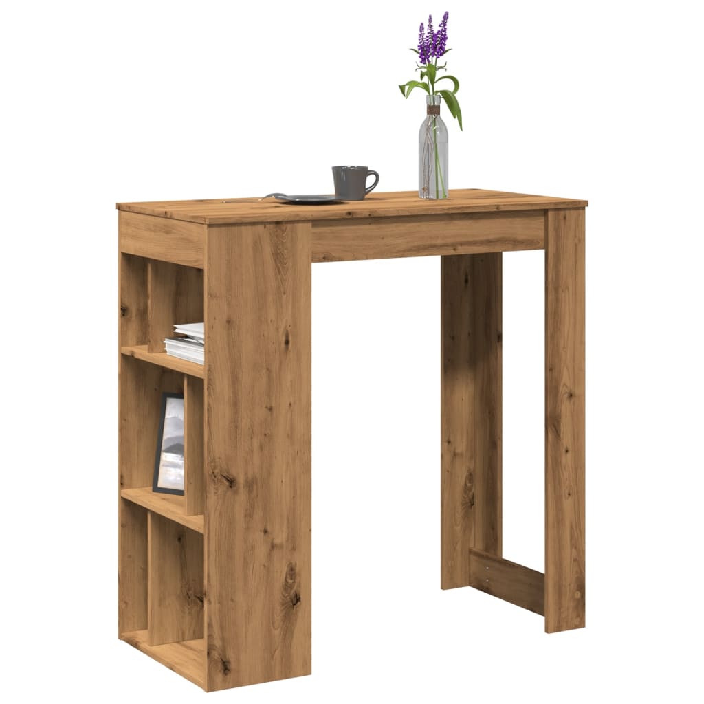 Barbord med hylder 102×50×103,5 cm i konstrueret træ - egetræslook