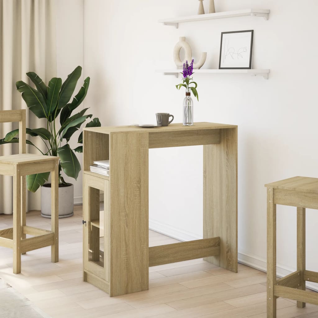 barbord med stativer 101x40x103,5 cm konstrueret træ sonoma-eg